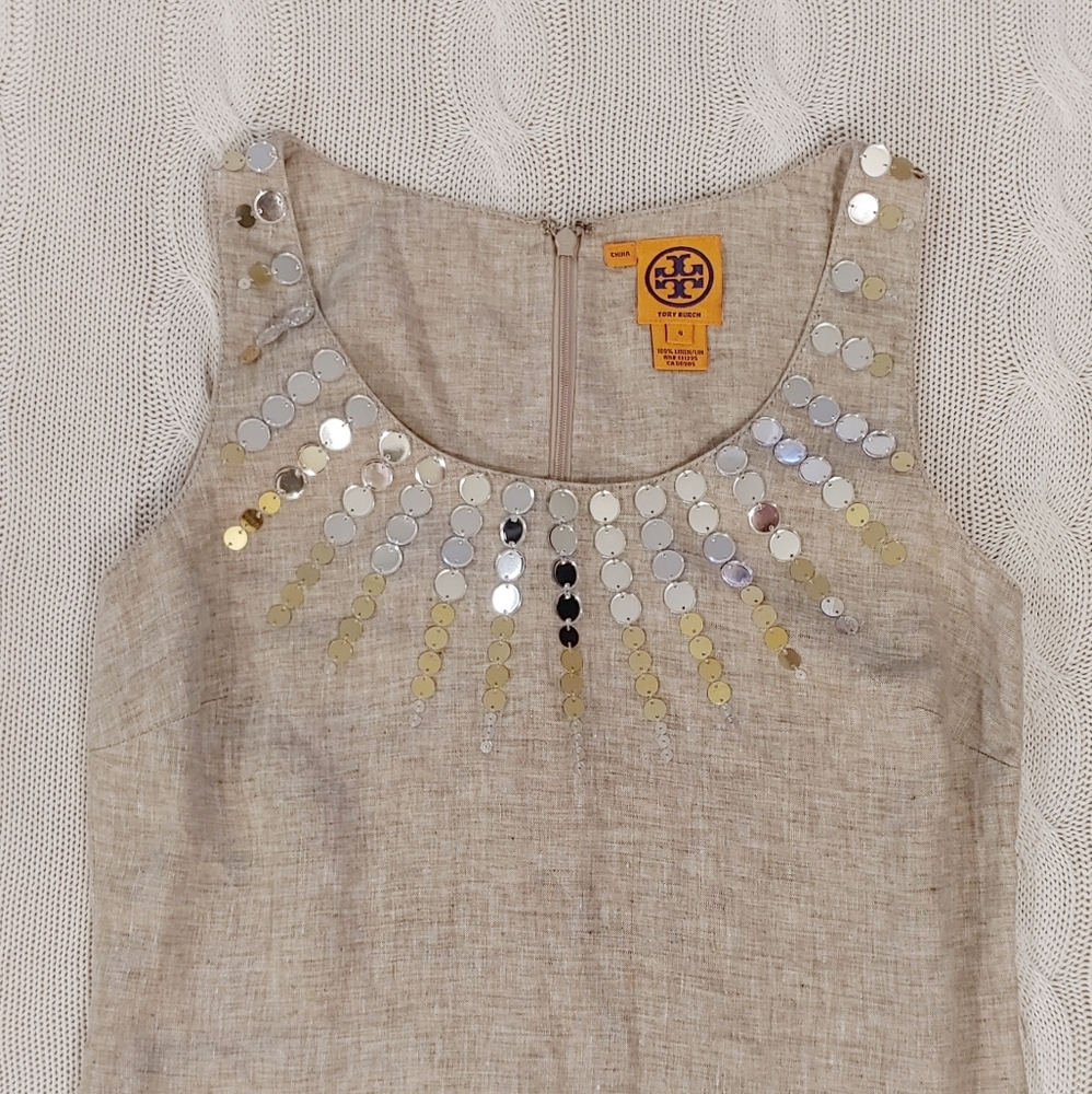 Sleeveless linen Tory Burch sunburst top